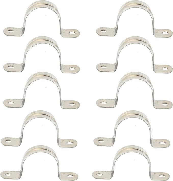 MACHSWON 10-Pack 22mm 304 Stainless Steel Rigid Two-Hole U-Tube Pipe Clamps image 3