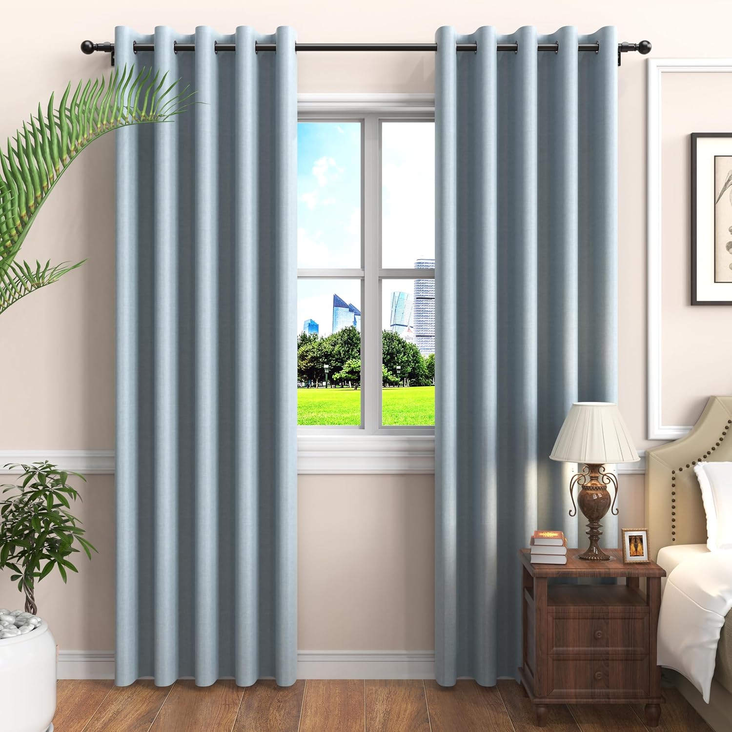 Adjustable Curtain Pole,Rod Length 80 to 214cm (32-84 inch), Black Curtain Rods image 6