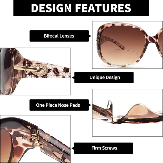 M Classic Bifocal Reading Sunglasses for Women Vintage Reader Glasses Outdoor UV image 2