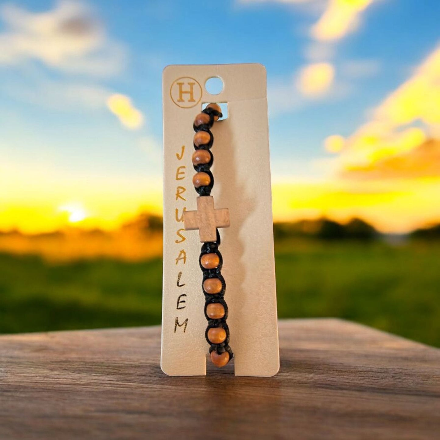 Holy Land Jerusalem Bracelet-Olive Wood Cross image 3