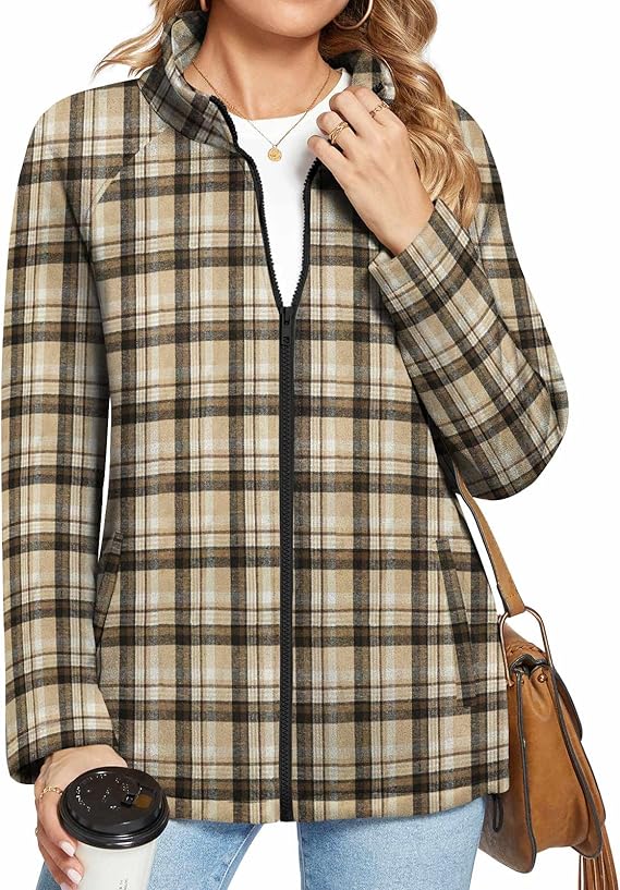 Anyhold Women's Full-zip Jacket Long Sleeve Stand Collar Sweatshirt image 0