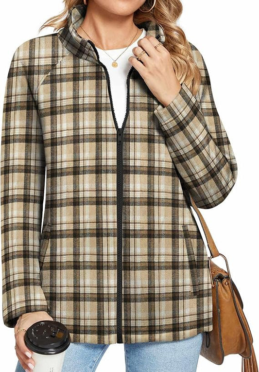 Anyhold Women's Full-zip Jacket Long Sleeve Stand Collar Sweatshirt image 0