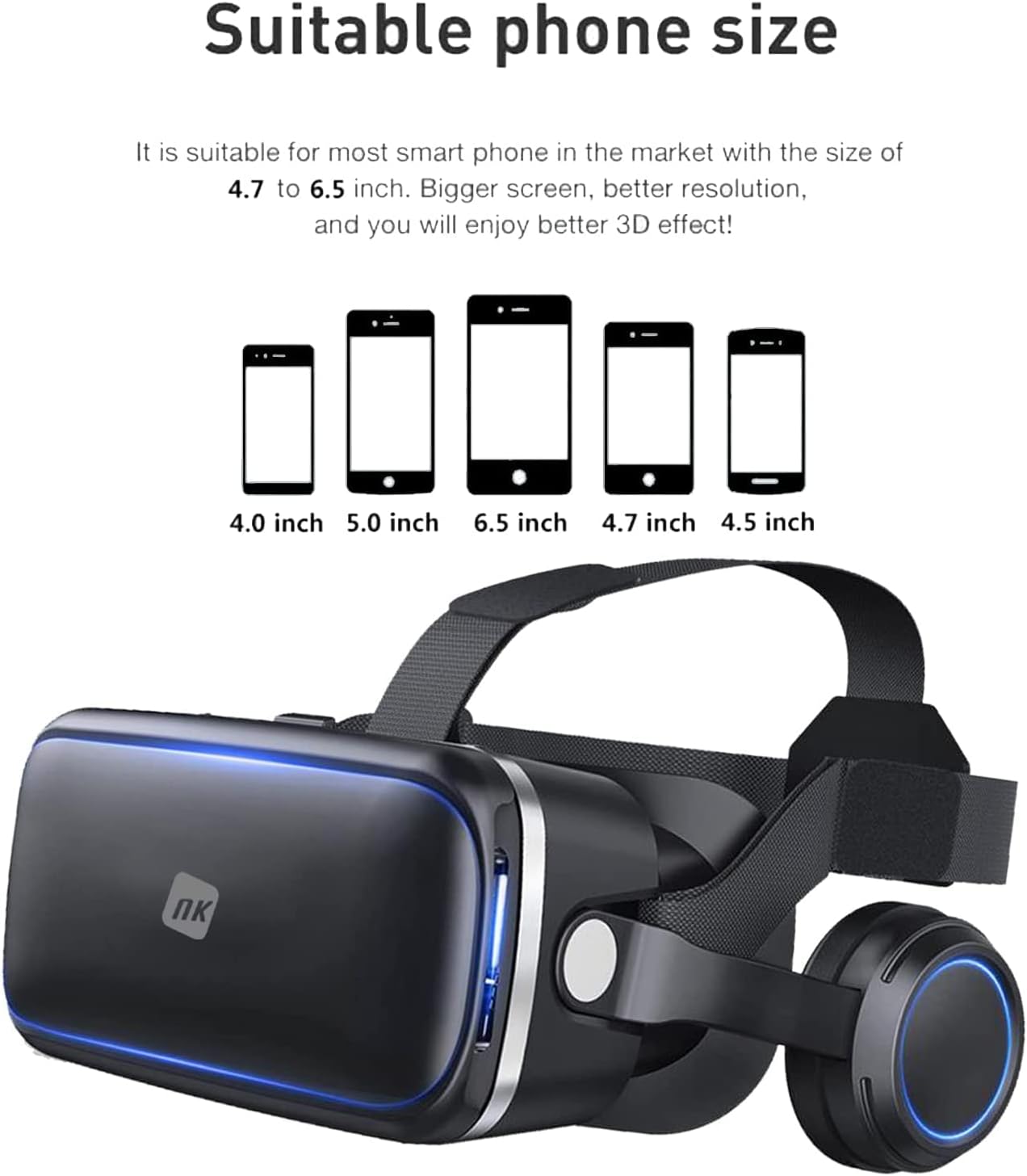 NK Virtual Reality Headset - VR Headset with Audio Compatible with iPhone & Andr image 2