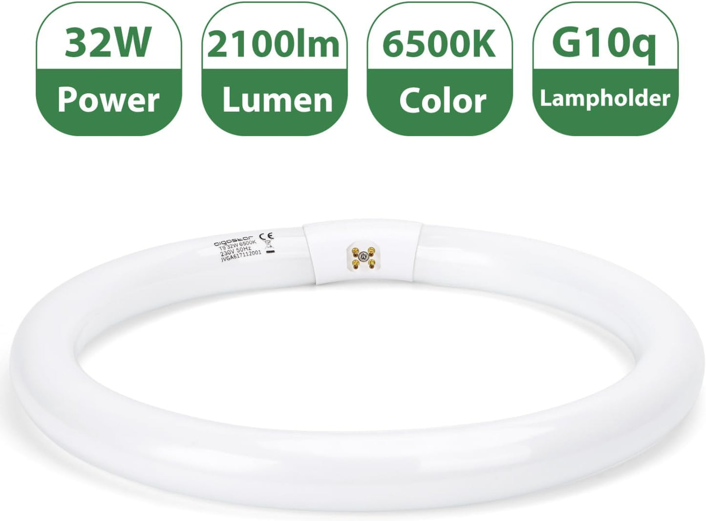 Aigostar T9 32W Circular Fluorescent Tube – 6500K Cool White, G10q Base, 2100LM image 4