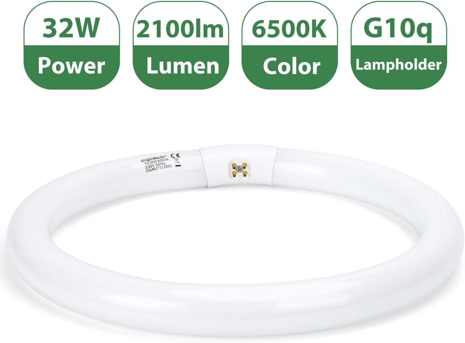 Aigostar T9 32W Circular Fluorescent Tube – 6500K Cool White, G10q Base, 2100LM image 4