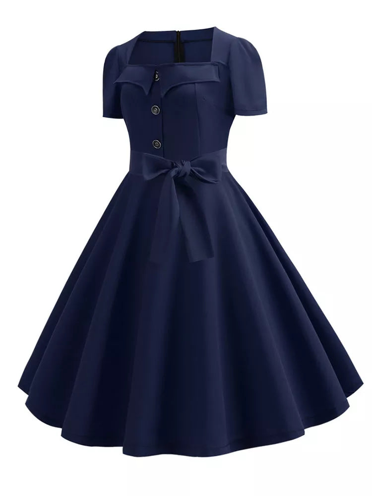 Women Summer Dress Elegant Retro Vintage 50s 60s Robe Rockabilly Swing Pinup image 5