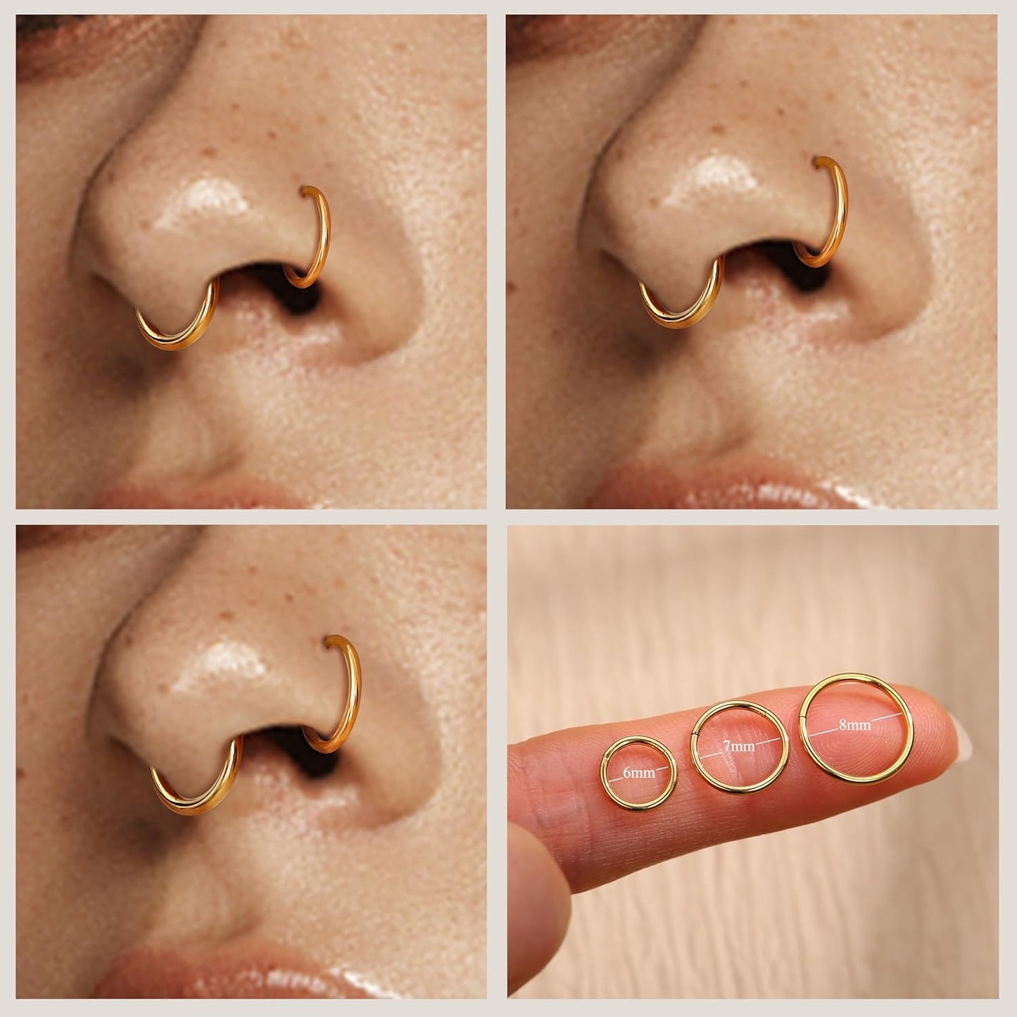 LOLIAS 12-Piece Surgical Steel CZ Nose Piercing Studs Hoops Set image 9