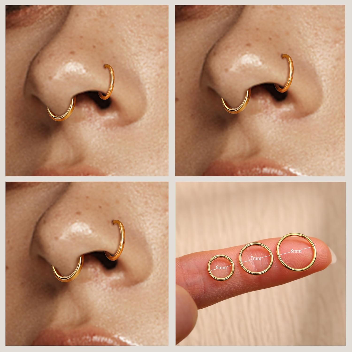 LOLIAS 12-Piece Surgical Steel CZ Nose Piercing Studs Hoops Set image 9