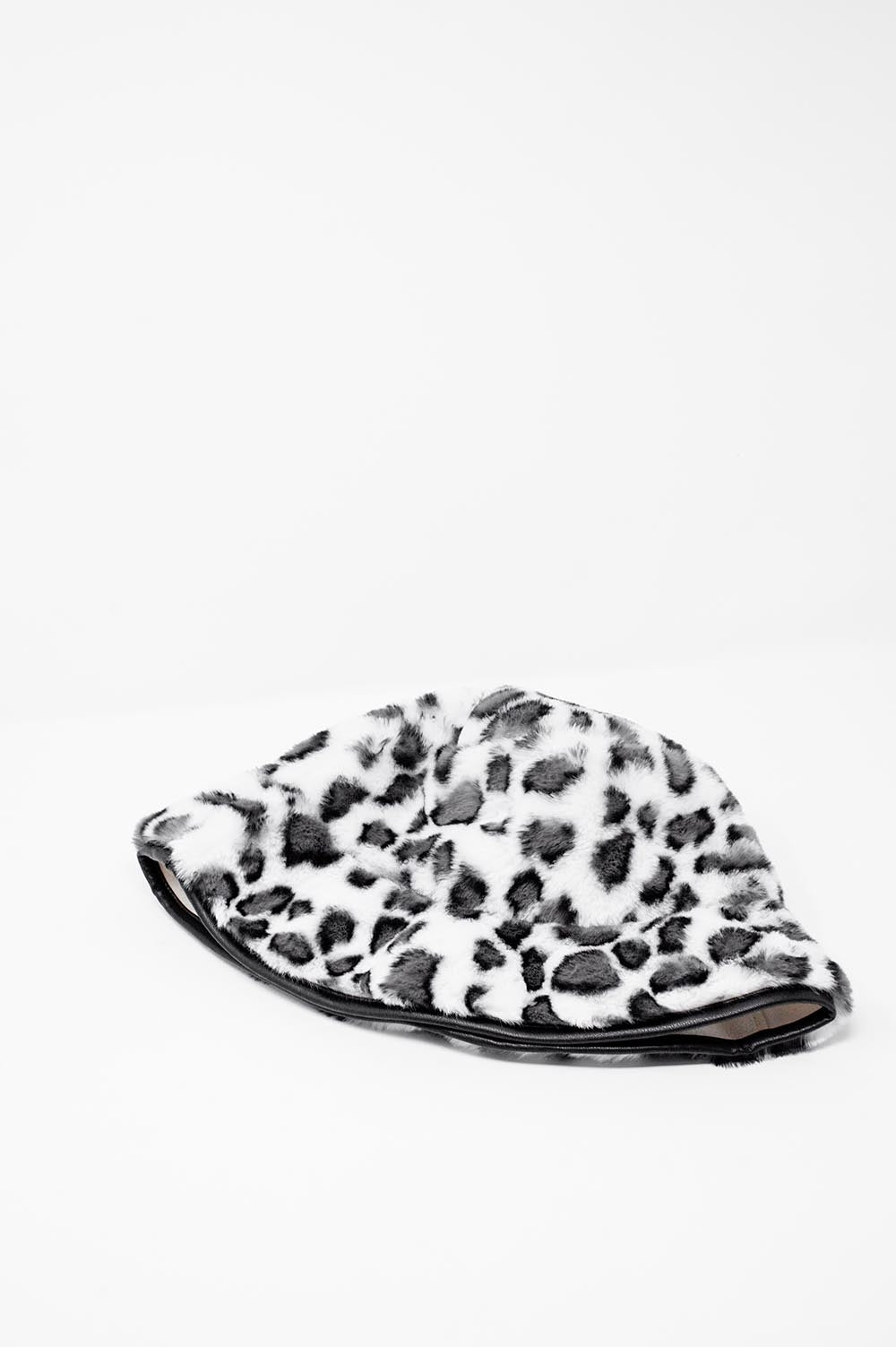 White Bucket Hat in Animal Print image 1