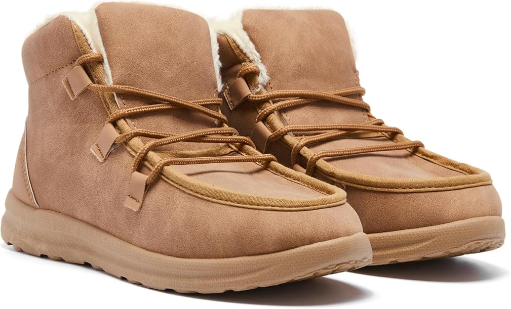 Heiiwarm Mens Womens Snow Boots Lace Up Fur Lined Anti-Slip Winter Shoes image 8