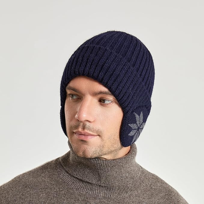 NICEYEA Winter Warm Knitted Beanies Hat for Men Women Thermal Skull Cap with Win image 9