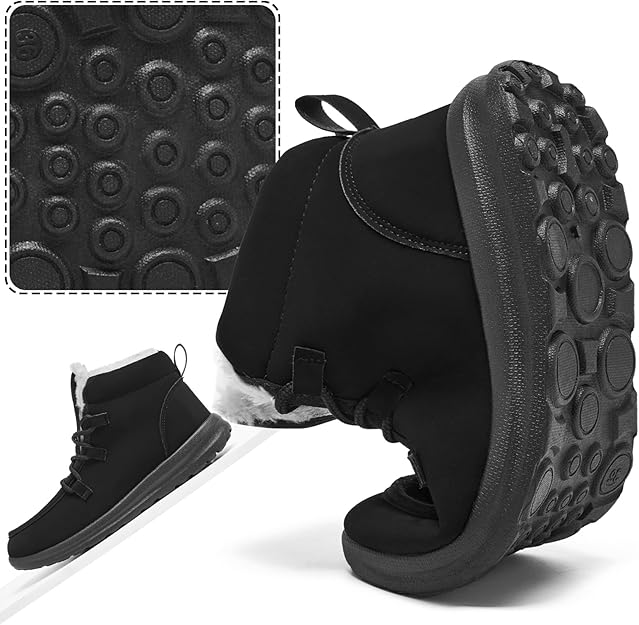 Heiiwarm Mens Womens Snow Boots Lace Up Fur Lined Anti-Slip Winter Shoes image 9