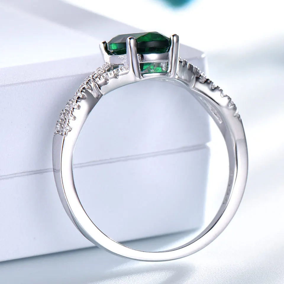 Hot Selling Emerald Zircon Sliver Jewelry Fashion 925 Sterling Silver Women's image 2