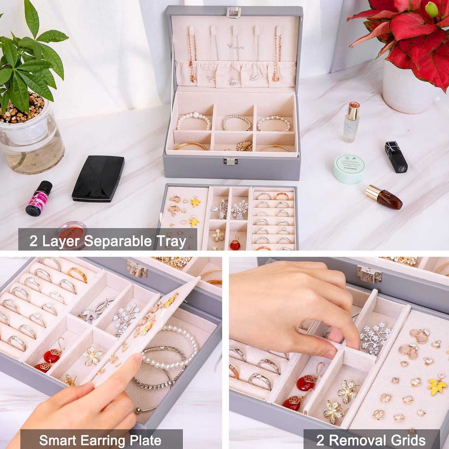 Voova Jewellery Box Organiser for Women Girls image 2