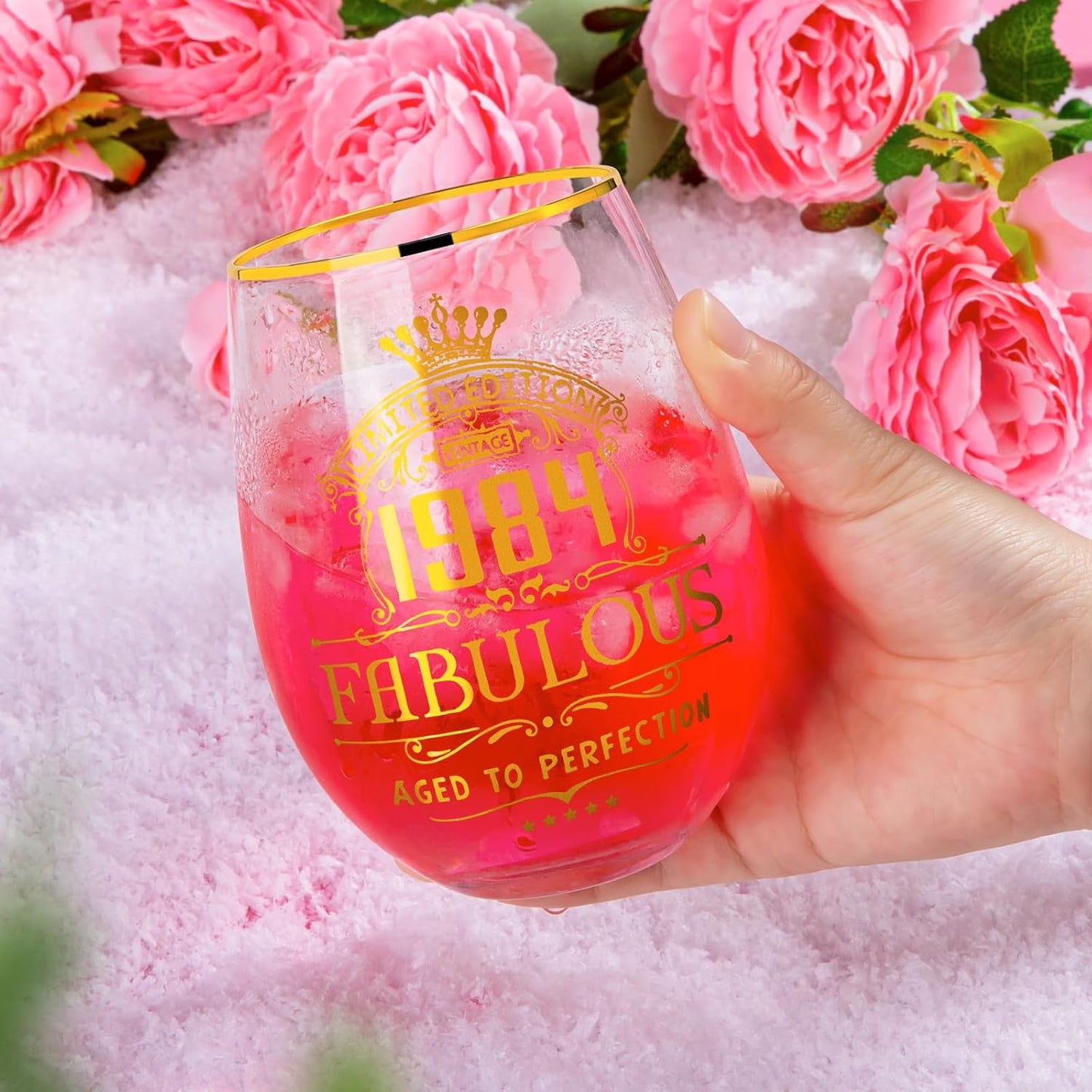 40th Birthday Gifts for Women, Personalised Gin Glass Gift Set image 1