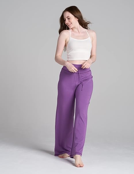 LAPASA Women's Soft Knit Pajama Pants, Flared Wide Leg Palazzo image 2