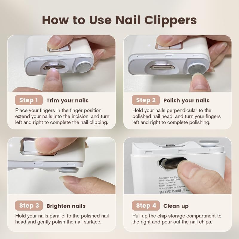 FLEND D604 Electric Nail Clipper – 2-in-1 Auto Trimmer & File with LED Light image 4