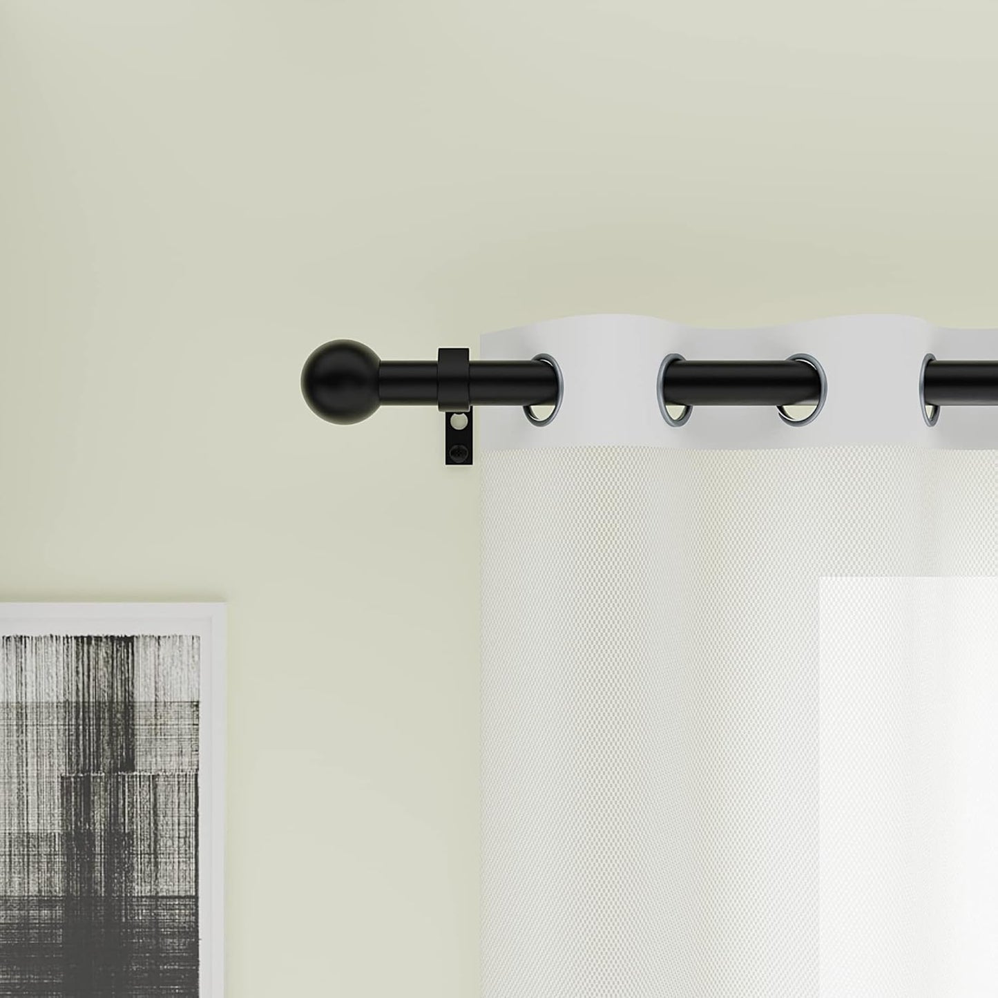 Adjustable Curtain Pole,Rod Length 80 to 214cm (32-84 inch), Black Curtain Rods image 0