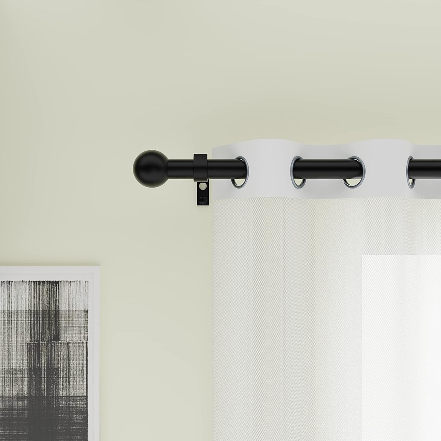 Adjustable Curtain Pole,Rod Length 80 to 214cm (32-84 inch), Black Curtain Rods image 0