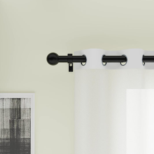 Adjustable Curtain Pole,Rod Length 80 to 214cm (32-84 inch), Black Curtain Rods image 0