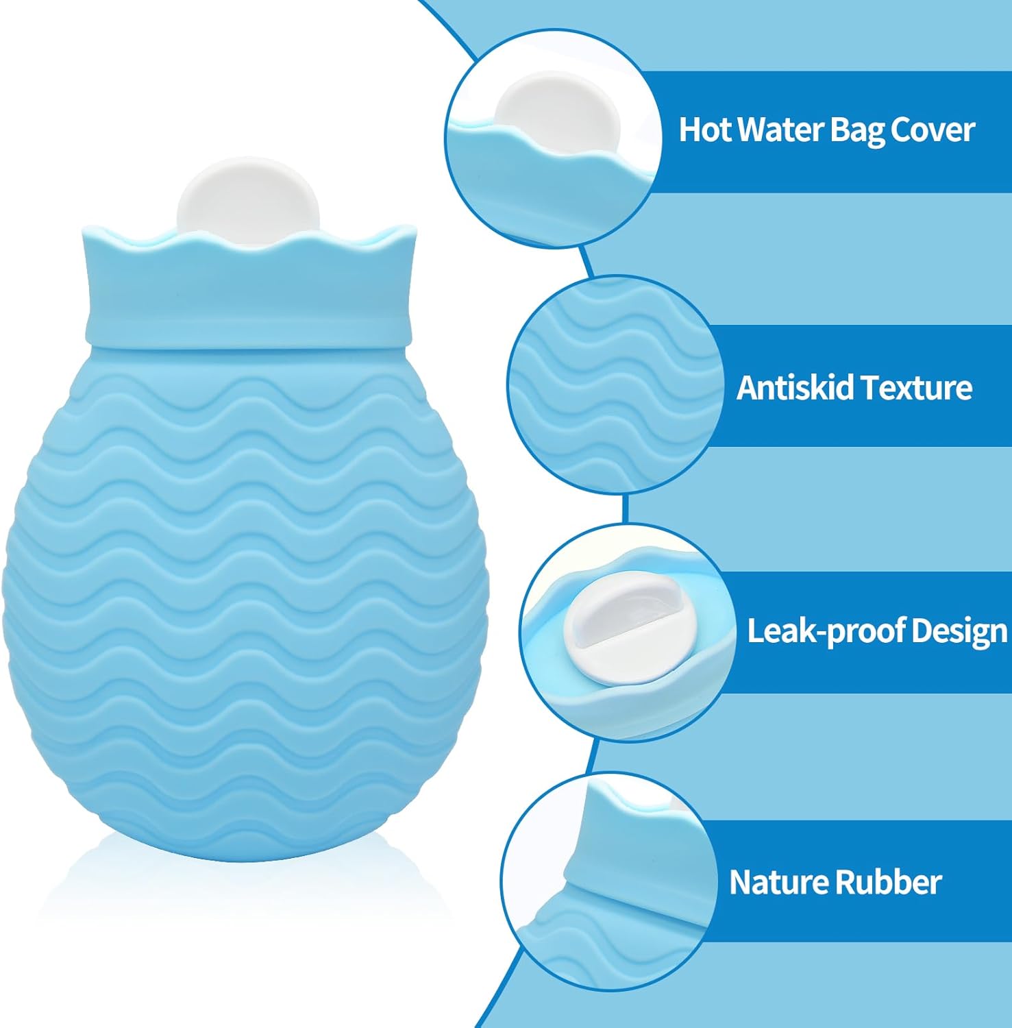 Portable 320ml Silicone Hot Water Bottle with Soft Cover for Pain Relief & Warm image 0