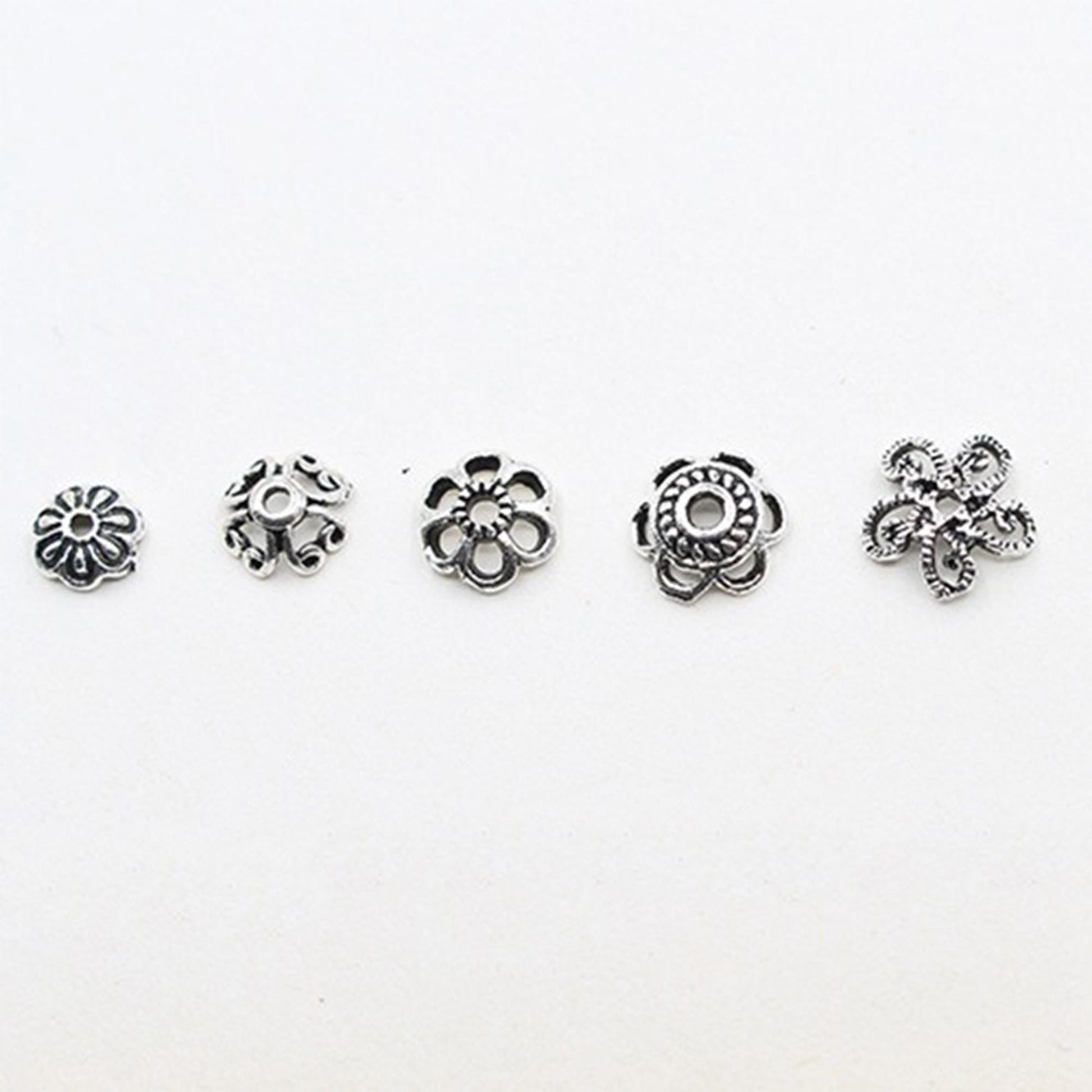 Premium S925 Sterling Silver Hollow Flower Bead Caps for Jewelry Making Supplie image 1