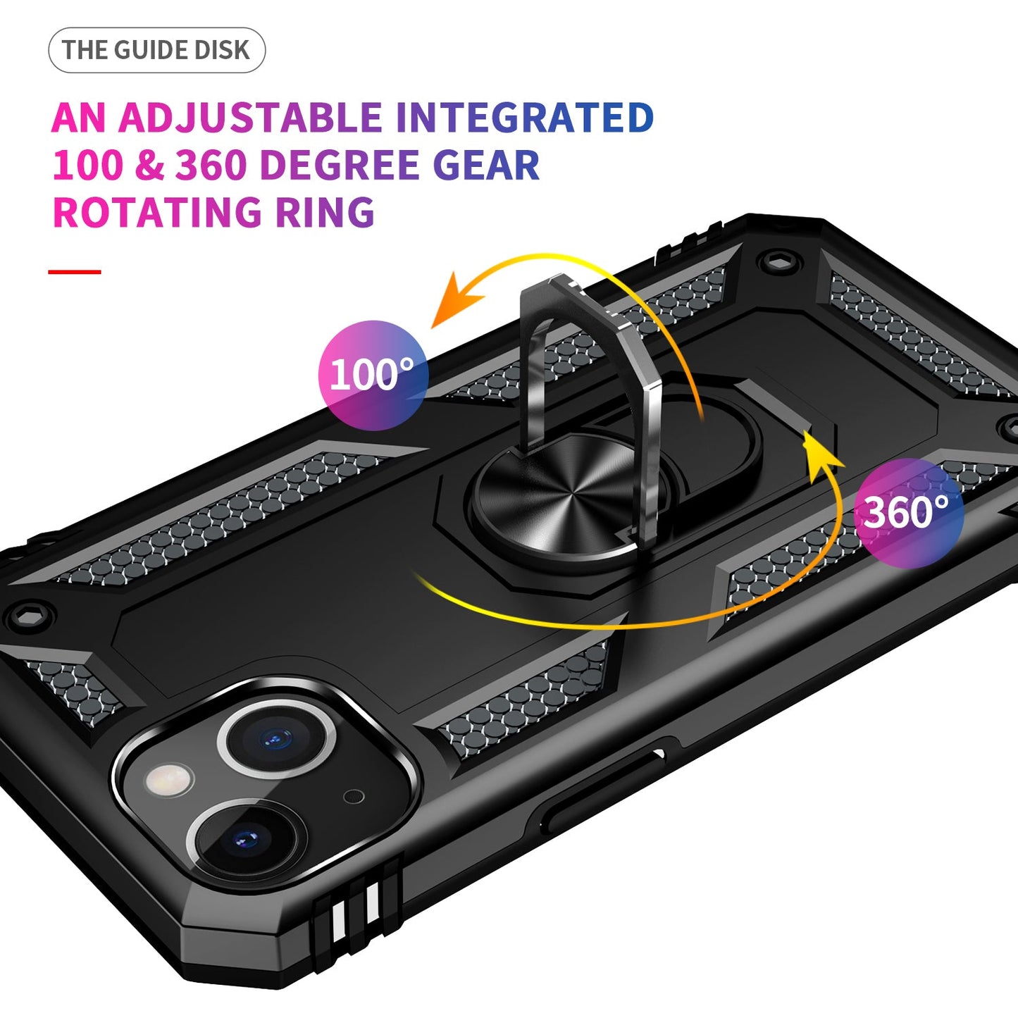 iPhone 13  Case With Kickstand, Heavy Duty , Built-In 360° Rotate Ring Stand image 8