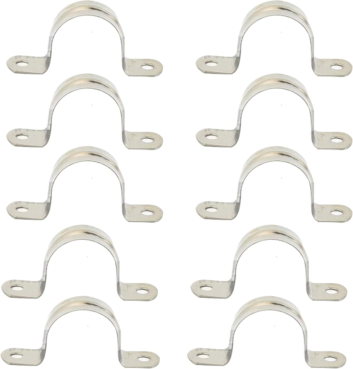 MACHSWON 10-Pack 22mm 304 Stainless Steel Rigid Two-Hole U-Tube Pipe Clamps image 0