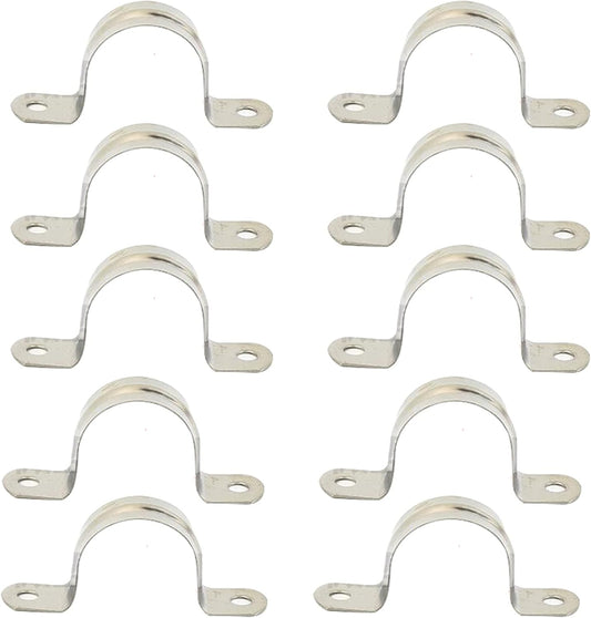 MACHSWON 10-Pack 22mm 304 Stainless Steel Rigid Two-Hole U-Tube Pipe Clamps image 0