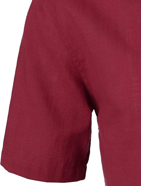 LucMatton Men's Casual Cotton Linen Short Sleeve Henley Shirt Summer Lightweight image 3
