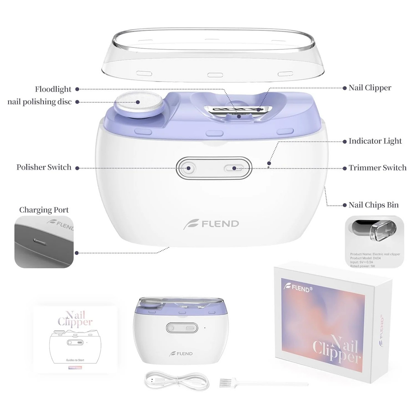 Flend Electric Nail Clipper,2-in-1 Automatic Nail Clipper,Electric Nail Grinder image 9