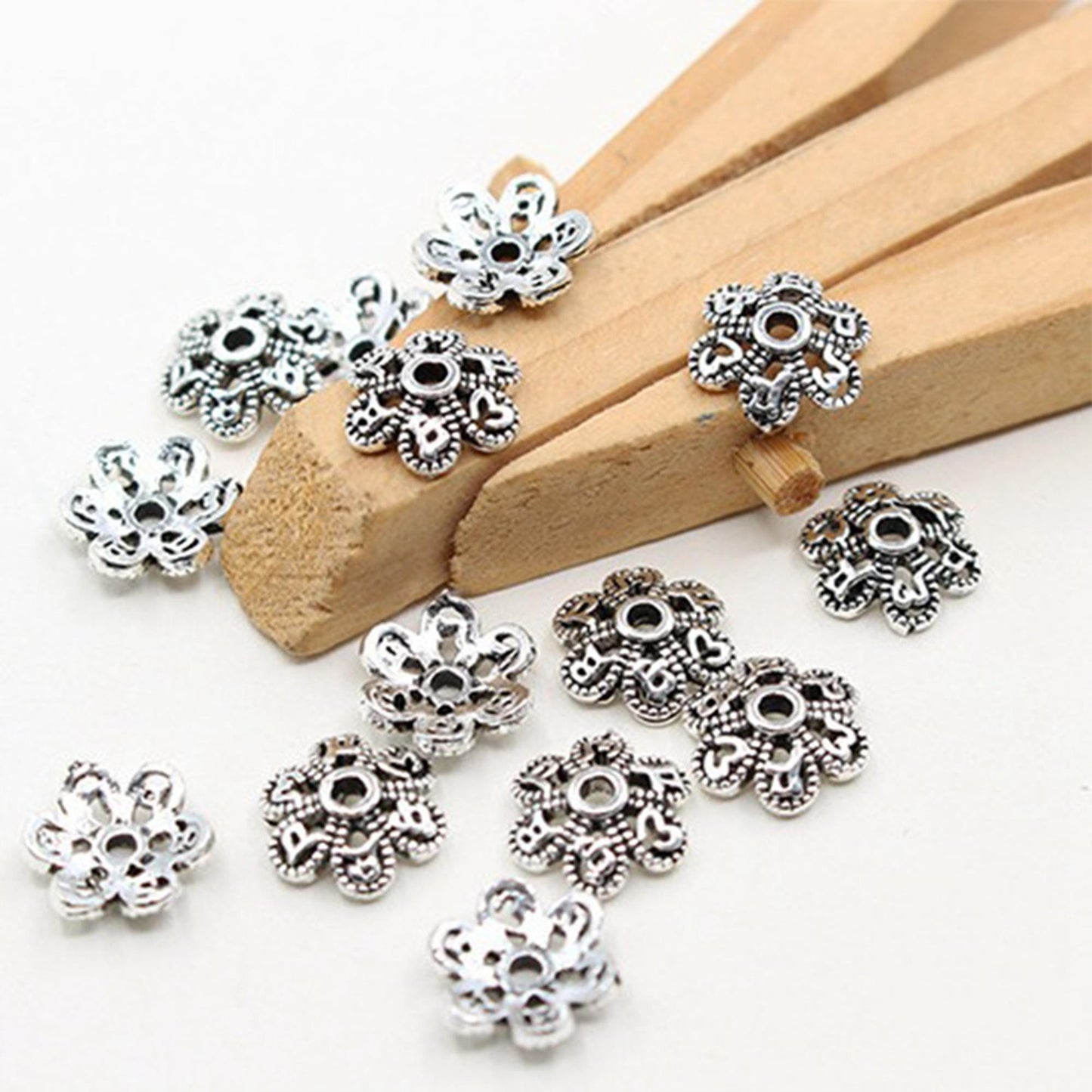 Premium S925 Sterling Silver Hollow Flower Bead Caps for Jewelry Making Supplie image 4