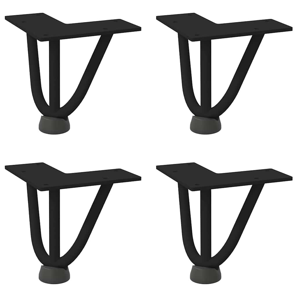 vidaXL Black Steel Hairpin Legs for Coffee Table, Set of 4, 4-Inch Tall image 5