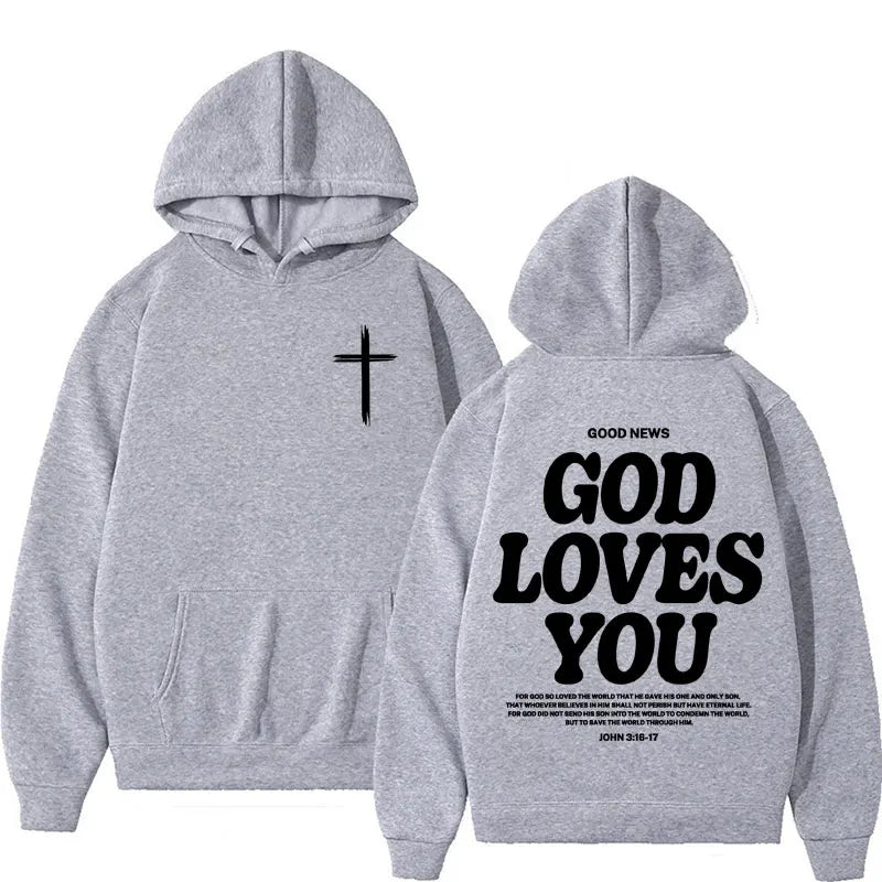 Harajuku Aesthetic Christian Jesus Church Hoodie Bible Verse God Loves Y2K image 7