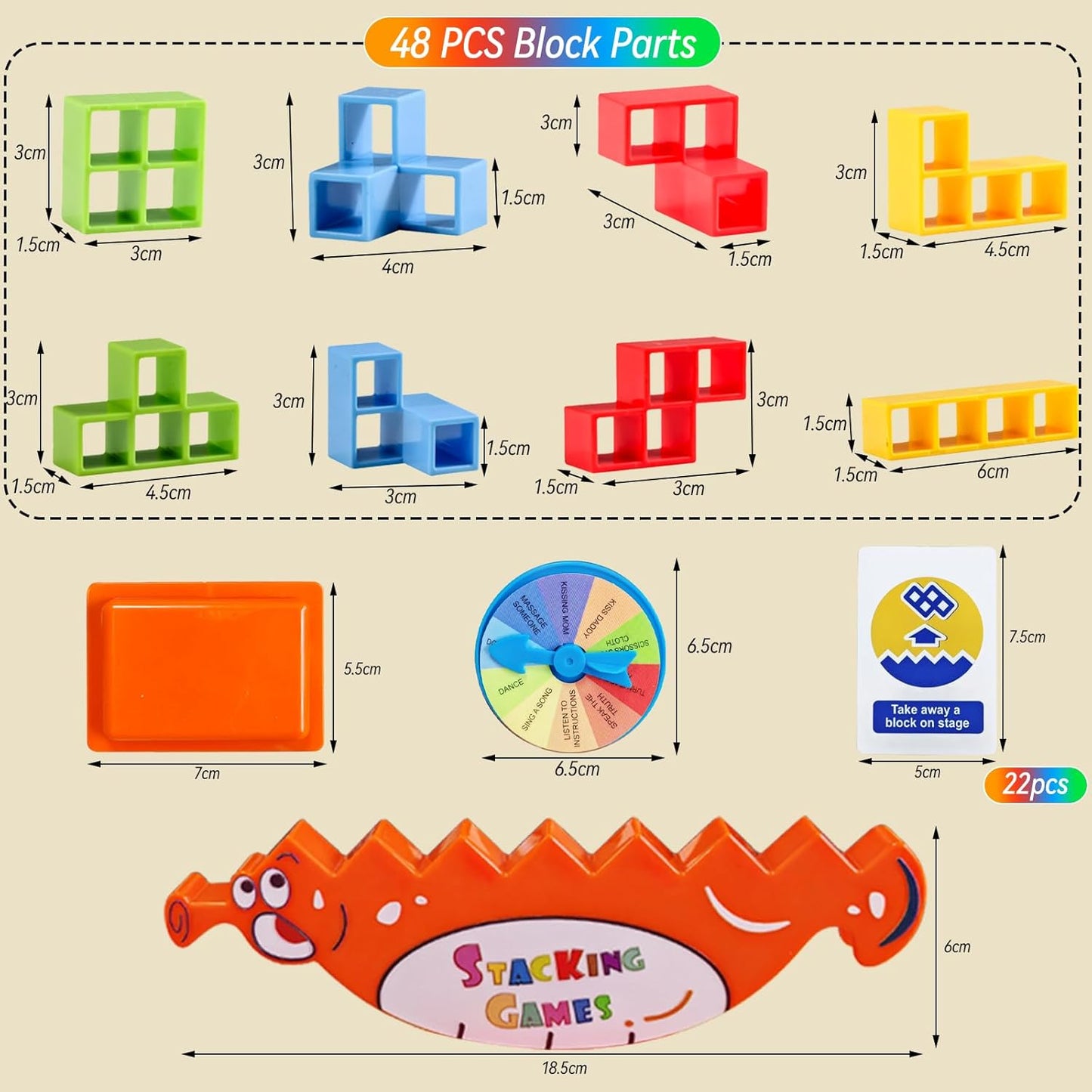 64pcs Hippocampus Tower Stacking Game image 9