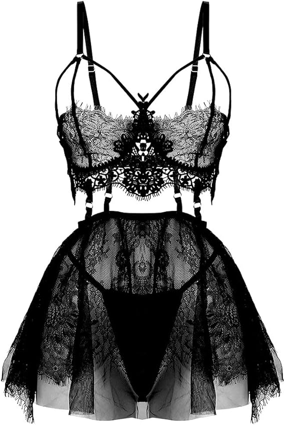 SPORCLO Plus Size Lingerie for Women Lace Black Babydoll Sexy Mesh High Waisted image 1