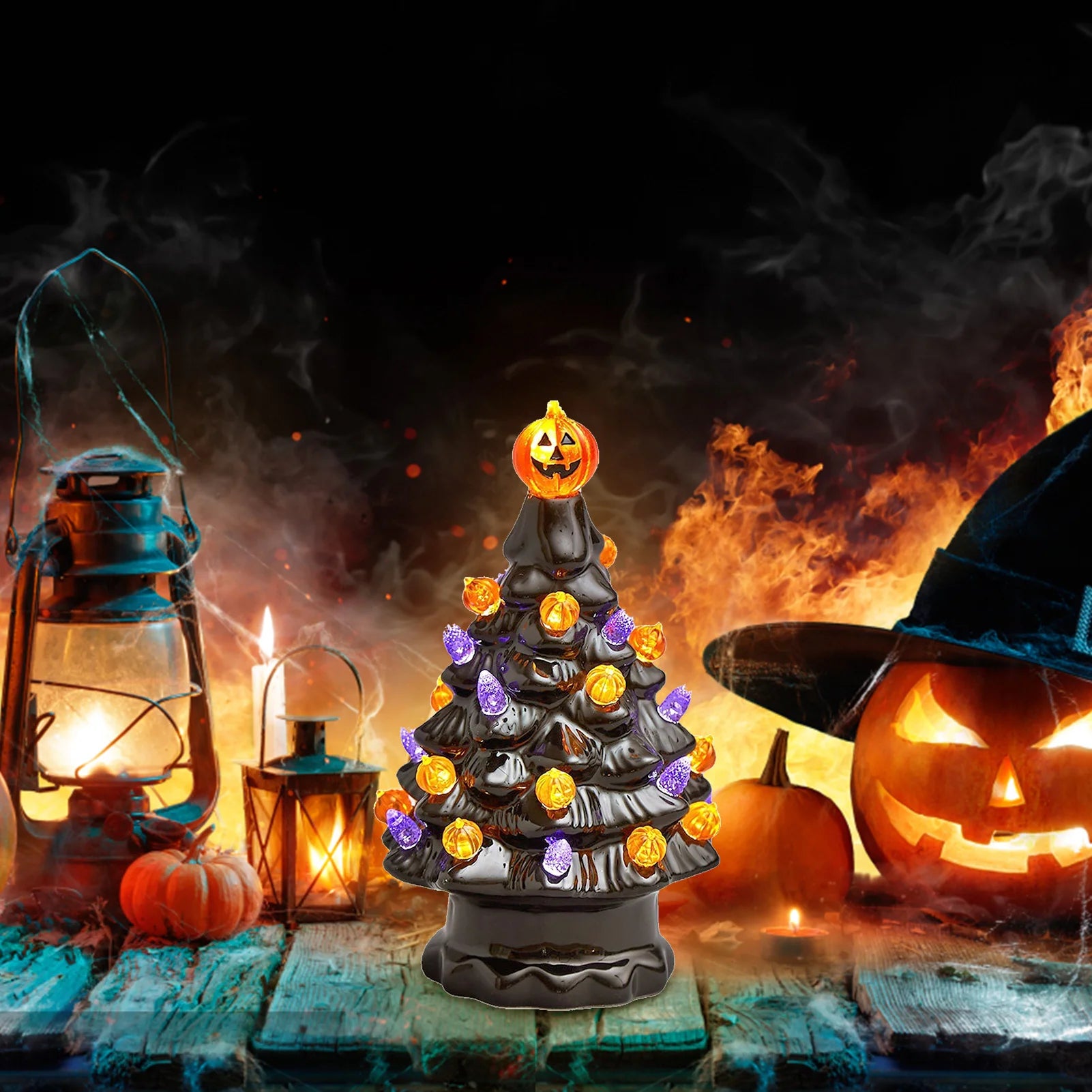 Halloween LED Tree Table Centerpiece Halloween Decor Ceramic Tree Christmas Tree image 2