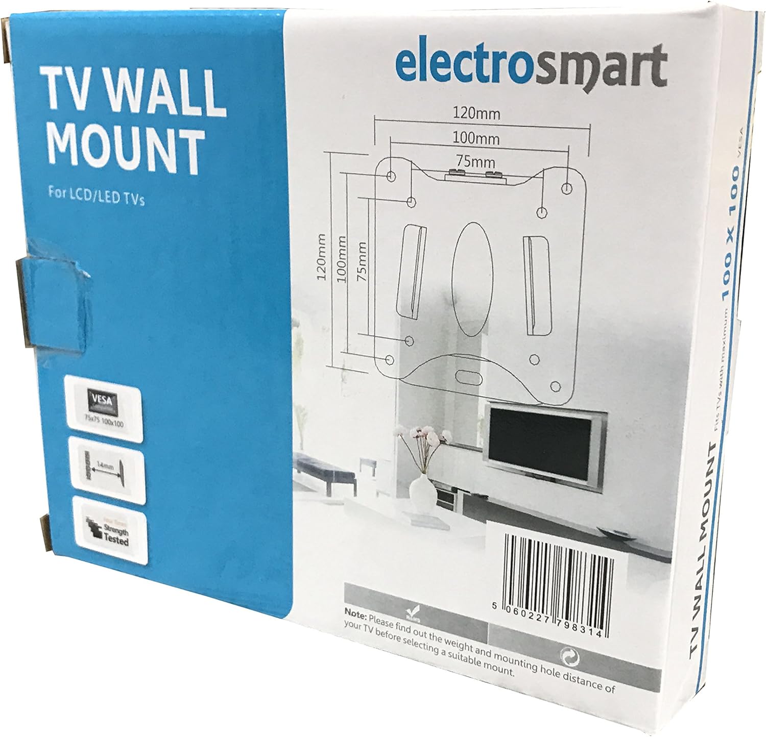Electrosmart Fixed Surface TV Wall Mount Bracket 75 x 75 & 100 x 100 VESA Slim image 3