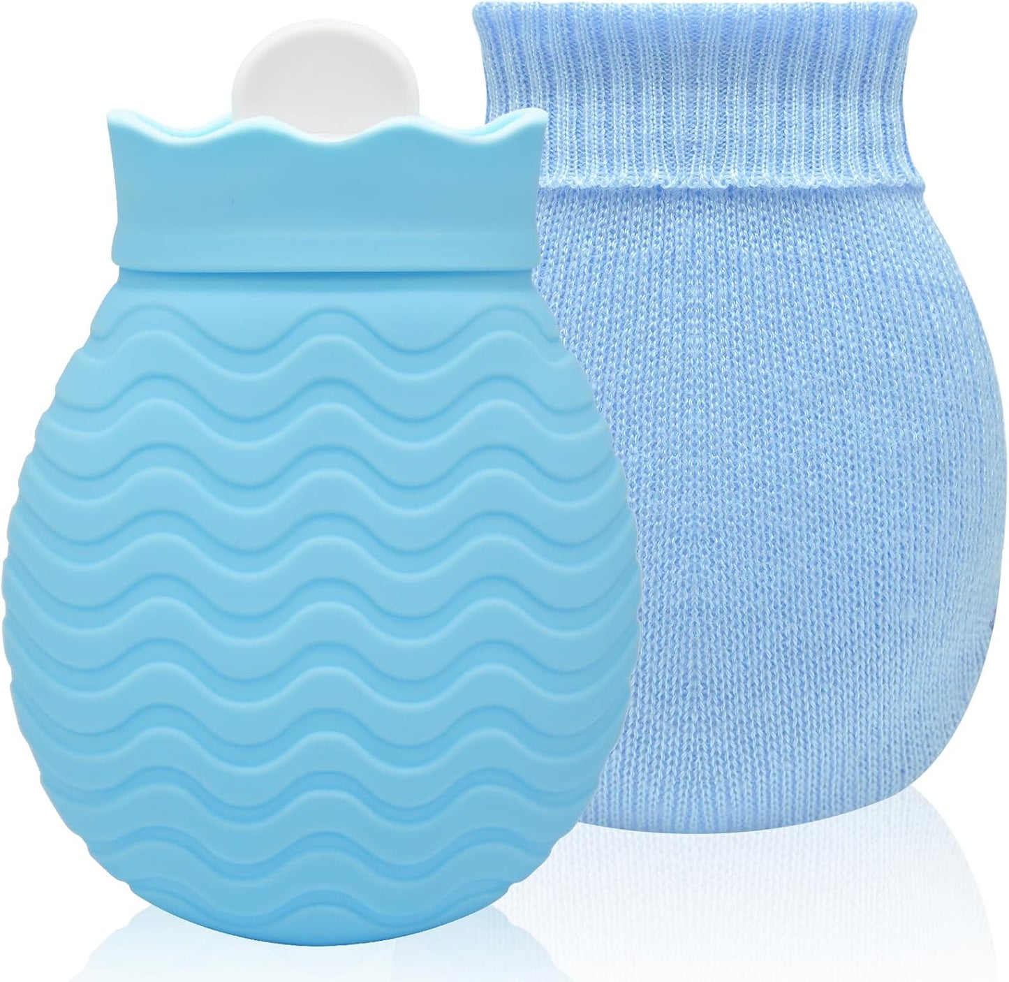 Portable 320ml Silicone Hot Water Bottle with Soft Cover for Pain Relief & Warm image 1