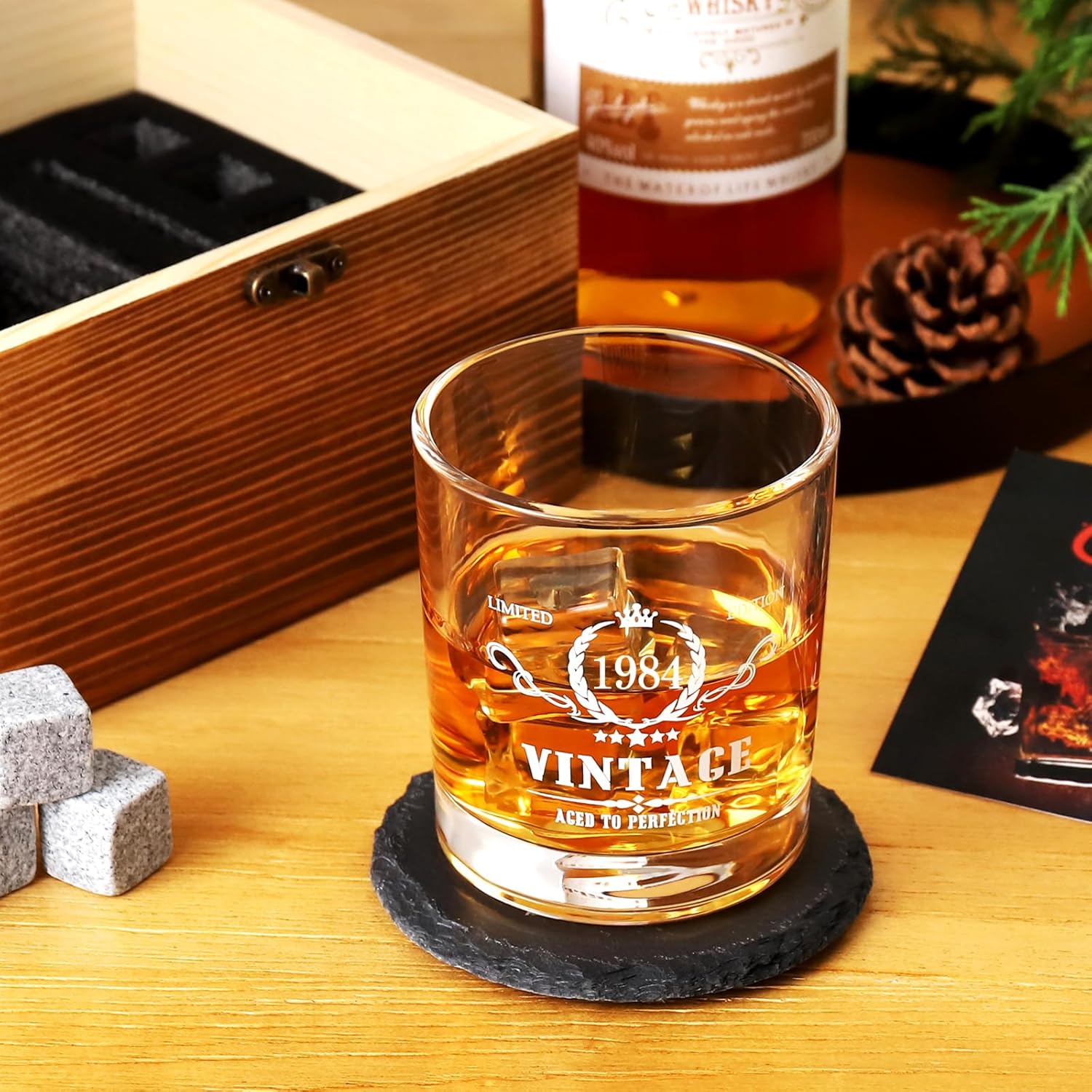 Gifts for Men, Vintage 1984 Whiskey Glass Set image 4