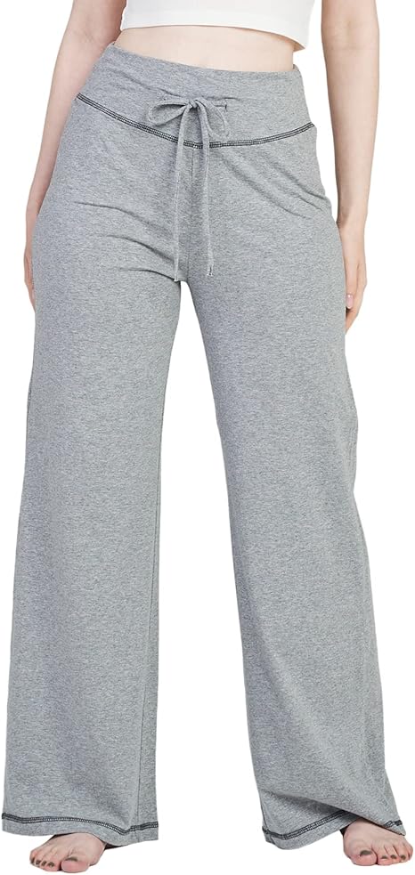 LAPASA Women's Soft Knit Pajama Pants, Flared Wide Leg Palazzo image 1