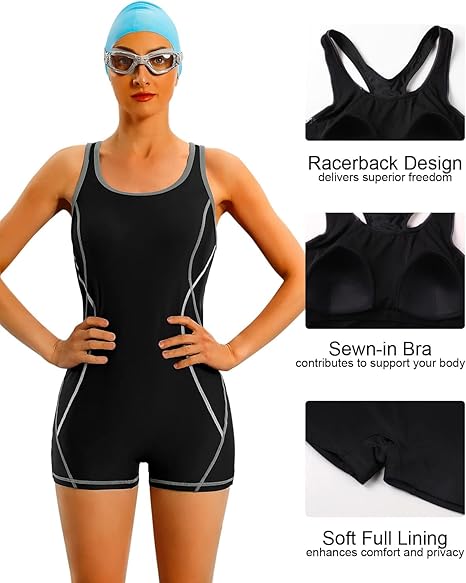 CharmLeaks Women Wide Straps One Piece Swimsuit Modest Leg Cut Swimming Costume image 7