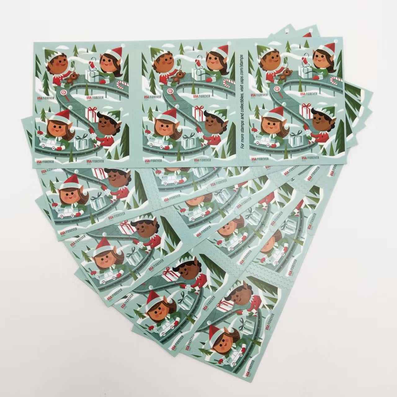 Holiday Elves Stamps 2022 Forever Stamps 100 Pcs image 1