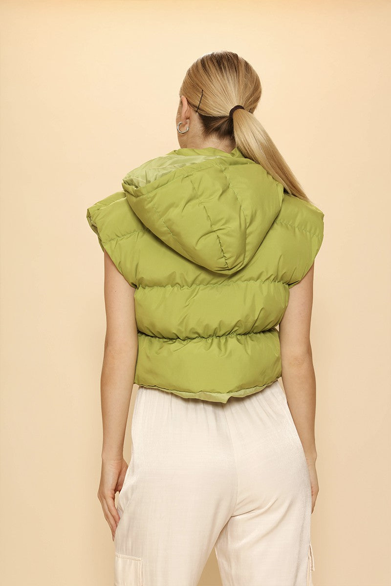 Cropped Puffer Vest With Hood image 1