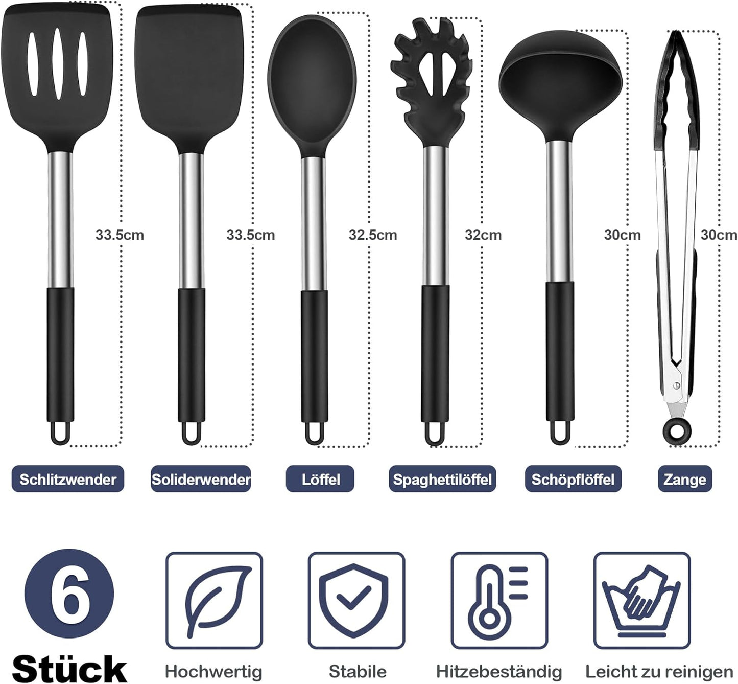 Herogo 6-piece Silicone Kitchen Utensil Set, Heat Resistant & Non-Stick image 5
