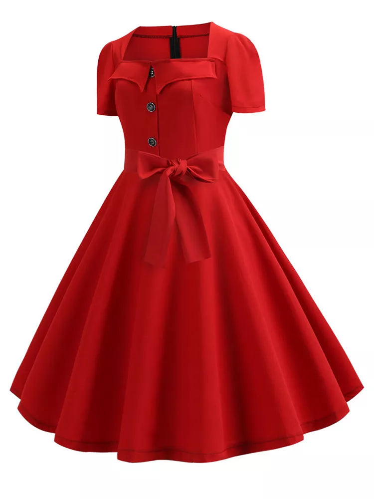 Women Summer Dress Elegant Retro Vintage 50s 60s Robe Rockabilly Swing Pinup image 1