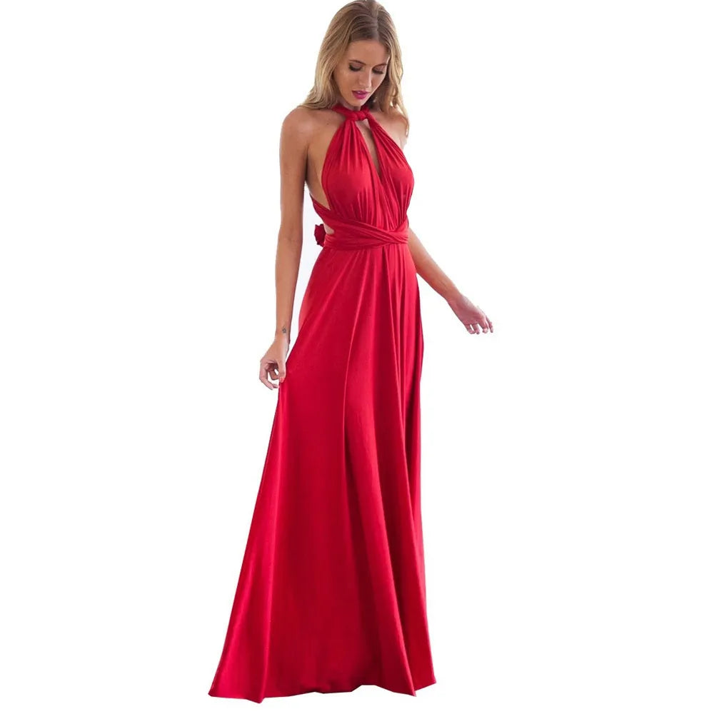 Sexy Women Multiway Wrap Convertible Boho Maxi Club Red Dress Bandage Long DresS image 0
