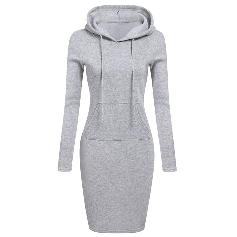 Pocketst Hoodie Dress Slim Womens Dresses Casual Hoodie Sweatshirt Dress image 6