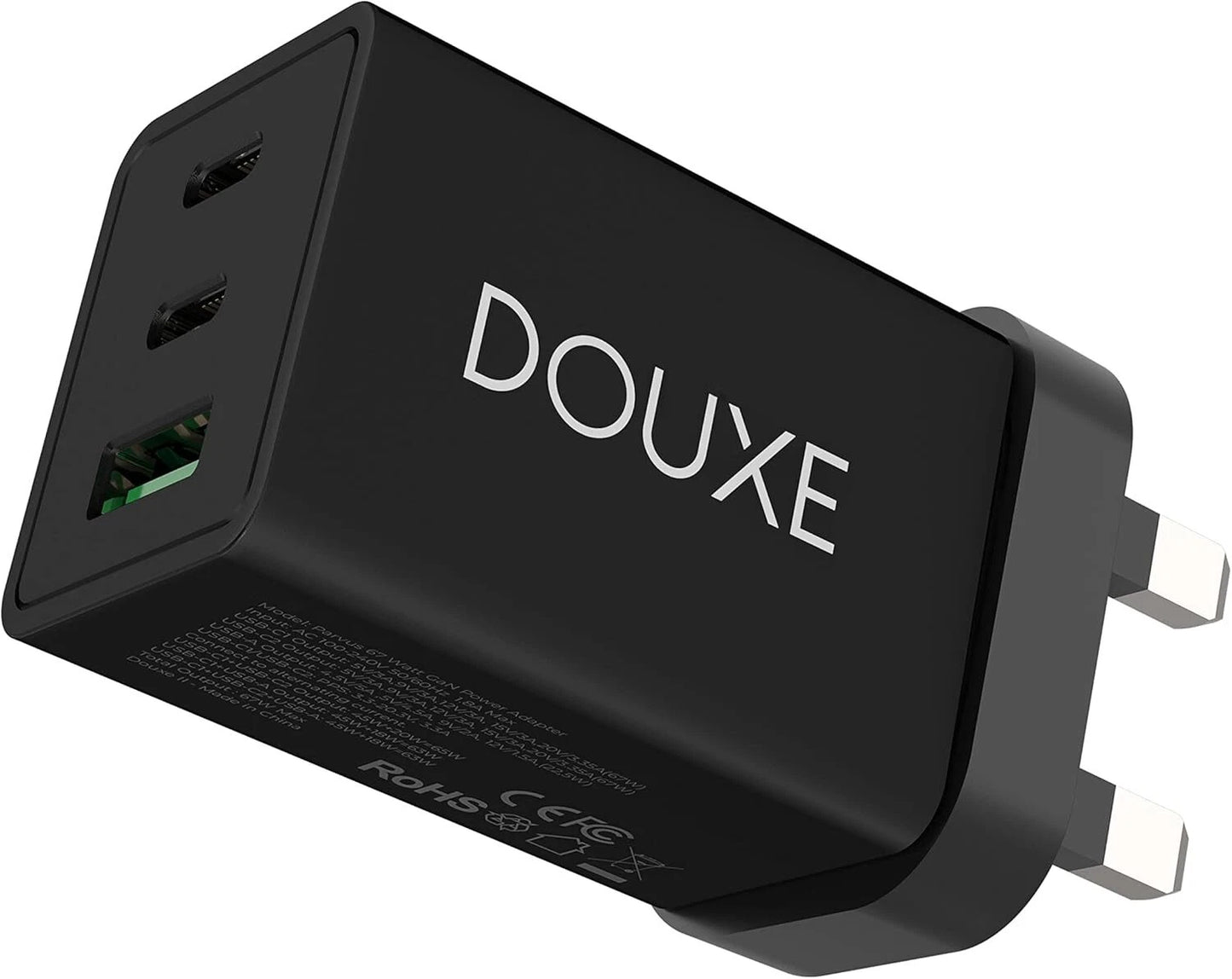 Douxe 67W GaN 3-Port USB C Fast Charger Plug for Universal Mobile Devices image 4