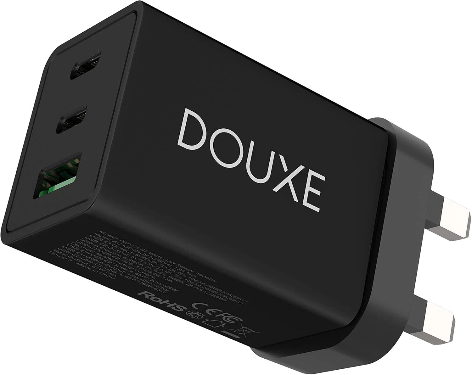 Douxe 67W GaN 3-Port USB C Fast Charger Plug for Universal Mobile Devices image 4
